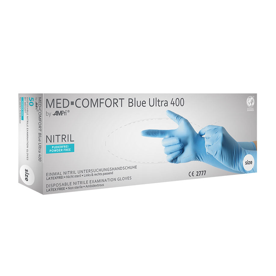Med-Comfort Ultra 400 Nitrilhandschuhe blau, Gr. M, unsteril