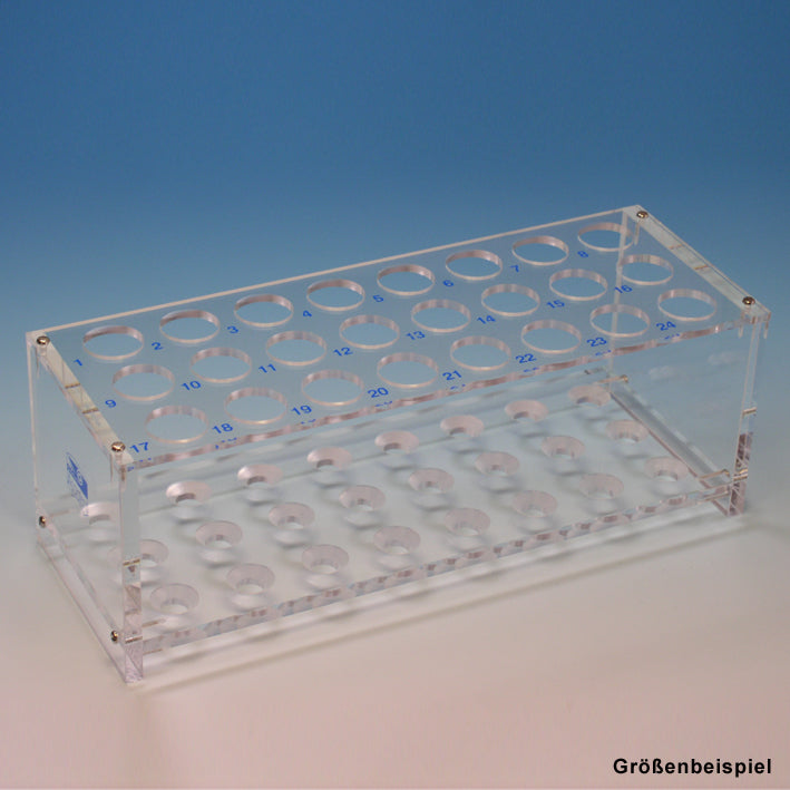 Reagenzglasgestell aus Plexiglas bis 18 mm Ø, ohne Stäbe