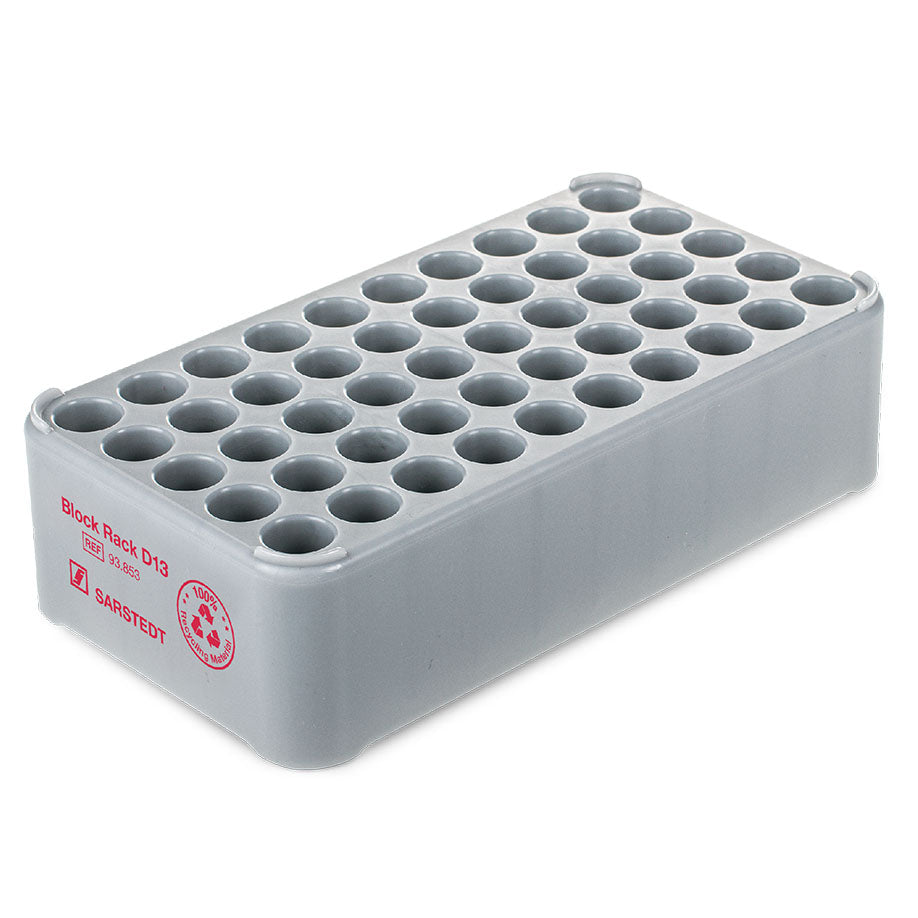 Block Rack D13 Test Tube Rack Grey – (Ø 13 mm, 5 x 10 Grid)