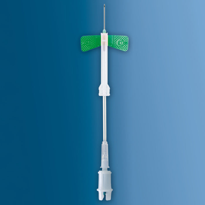 Safety Multifly cannulae with attached multi-adapter