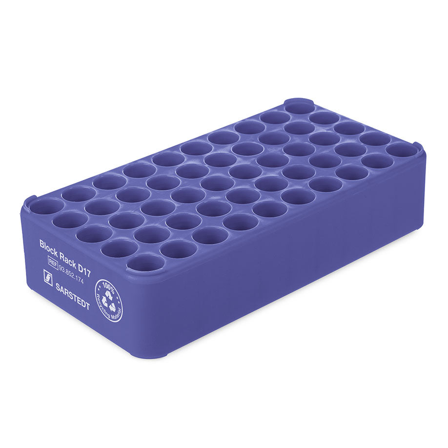 S-Monovette rack D 17, 50 wells Ø 17 mm, without handles