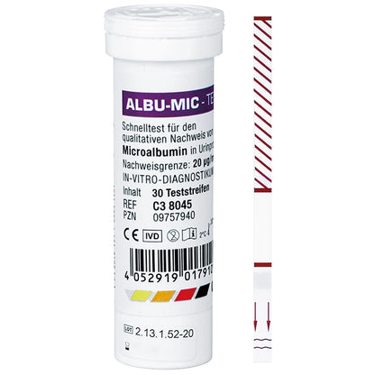 Albu-Mic kidney function test strips, individually sealed