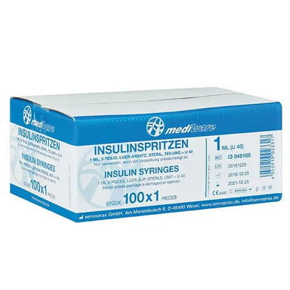 Insulinspritzen 1 ml – U 40 - Mediware