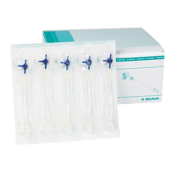 Discofix C Dreiwegehahn blau - mit Verbindungsleitung und Rotationsadapter, 10 cm - B.Braun