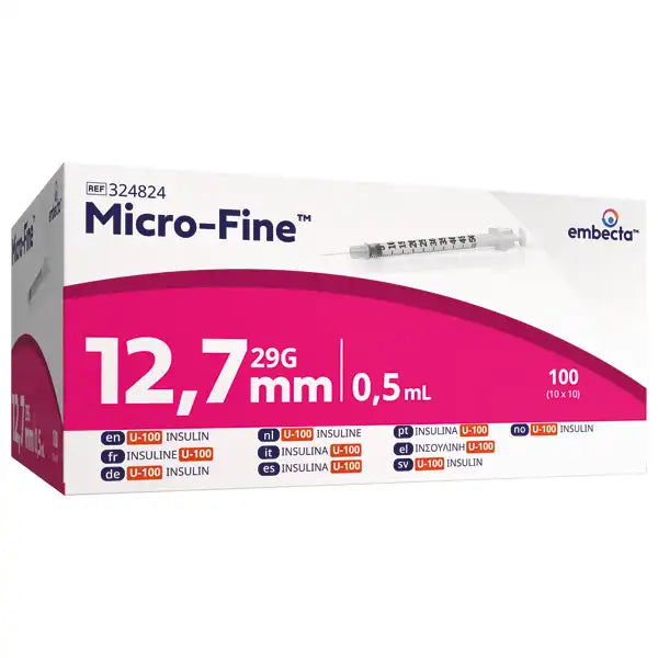Embecta Micro-Fine U-100 Einmalspritzen 0,5 ml 29 G x 12,7 mm