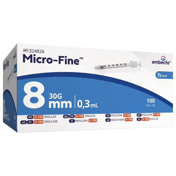 Embecta Micro-Fine U-100 Einmalspritzen 0,3 ml 30 G x 8 mm