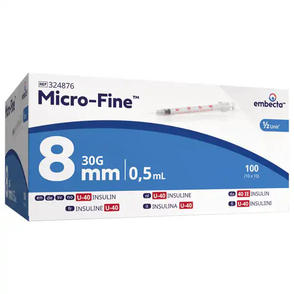 Embecta Micro-Fine U-40 Einmalspritzen 0,5 ml 30 G x 8 mm