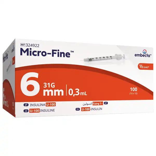 Embecta Micro-Fine U-100 Einmalspritzen 0,3 ml 31 G x 6 mm