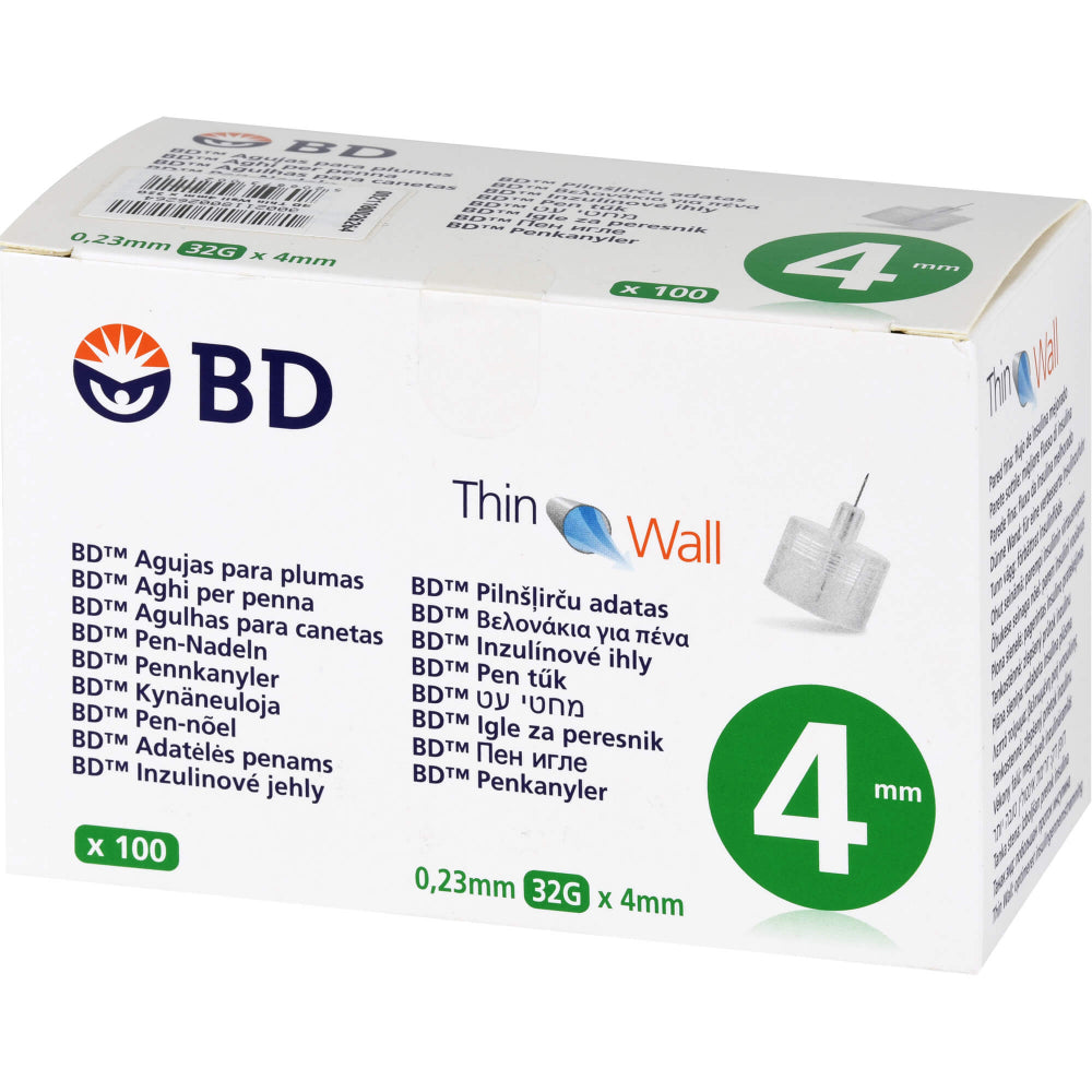 BD Thin Wall Pen‑Nadeln 4 mm | Ø 0.23 mm | 32 G