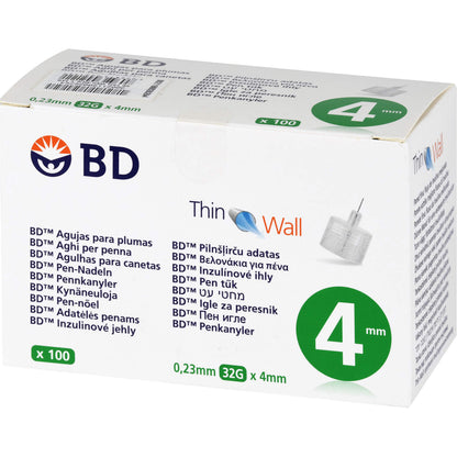 BD Thin Wall Pen‑Nadeln 4 mm | Ø 0.23 mm | 32 G