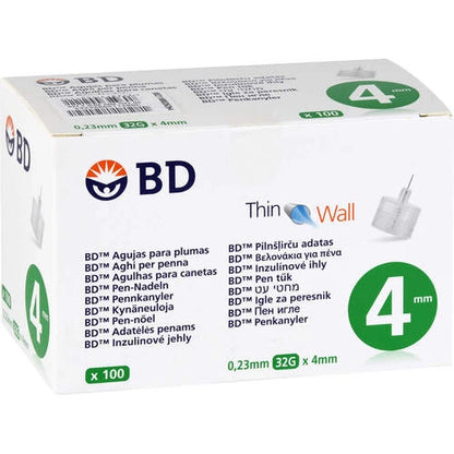 BD Thin Wall Pen‑Nadeln 4 mm | Ø 0.23 mm | 32 G