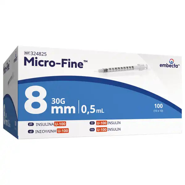 Embecta Micro-Fine U-100 Einmalspritzen 0,5 ml 30 G x 8 mm