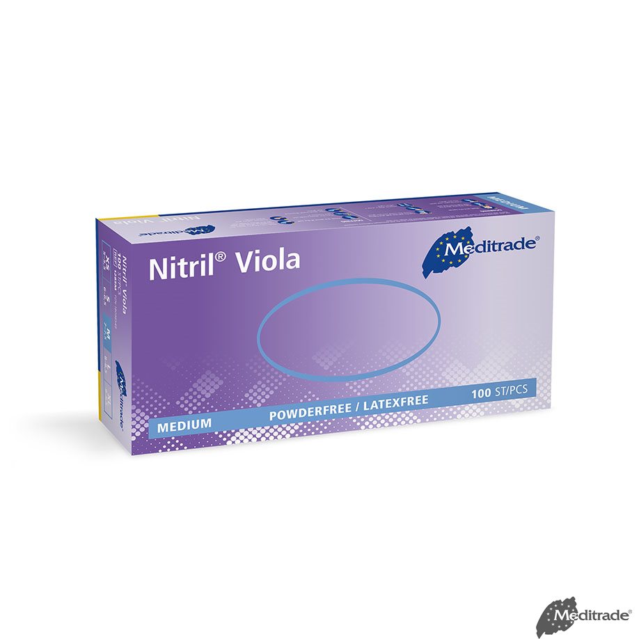 Meditrade Nitril Viola U.-Handschuhe PF, latexfrei unsteril