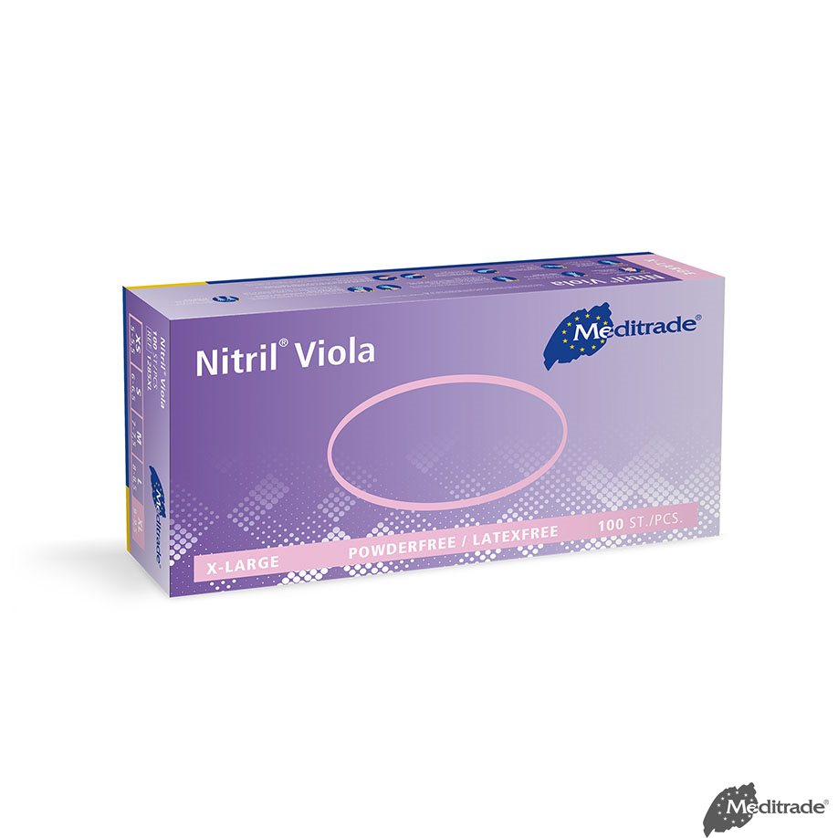 Meditrade Nitril Viola U.-Handschuhe PF, latexfrei unsteril
