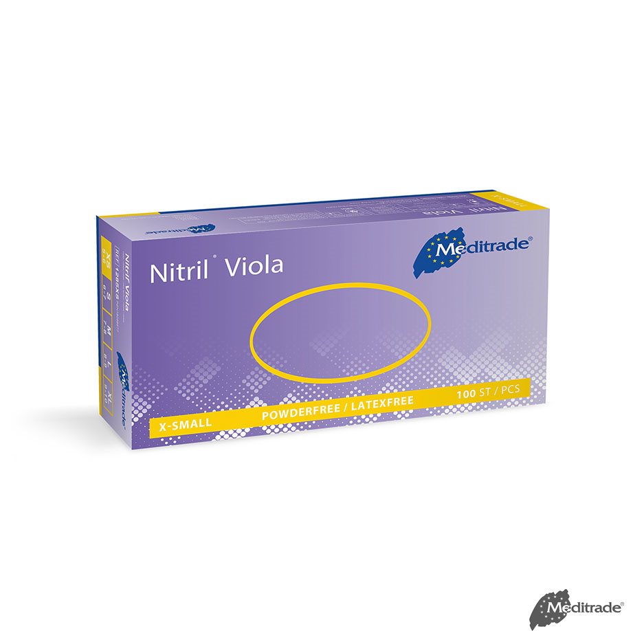Meditrade Nitril Viola U.-Handschuhe PF, latexfrei unsteril