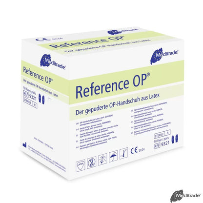 Reference Surgical gloves, latex, lightly powdered, sterile