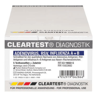 CLEARTEST Adenovirus / RSV / Influenza A+B Kombitest