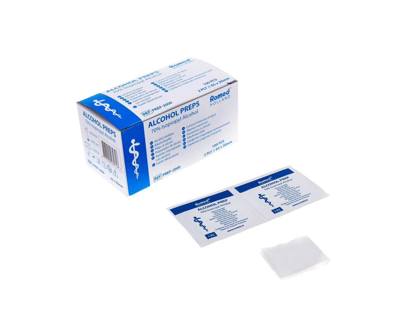 Romed Alkoholtupfer 2 - lagig – 65 x 30 mm - Romed