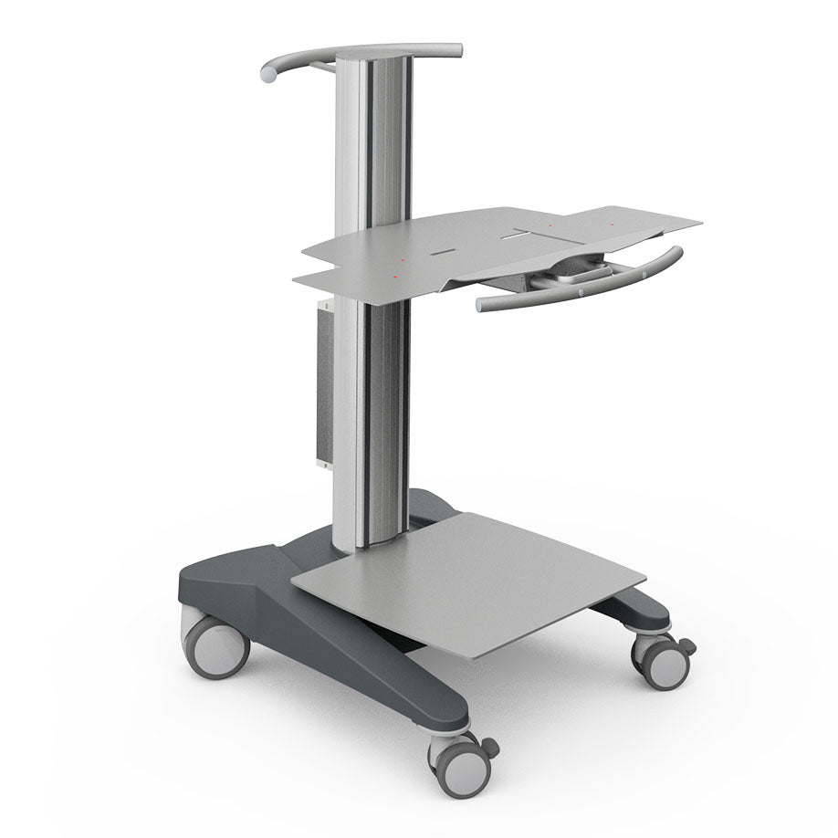 fuego Lift Truck, 2 Laptops, metal, with 1 metal plate, mouse pull-out, and push handle, gray decorative strip
