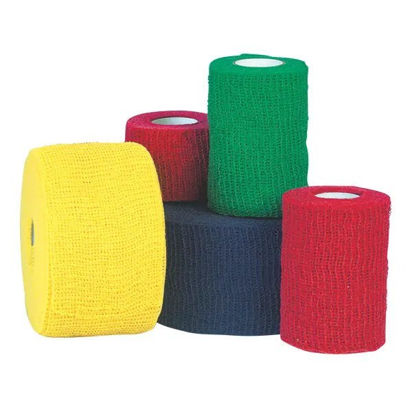 Servomull Color-HaftKohäsive elastische Fixierbinde latexfrei in Rot, Blau, Gelb und GrünDocMed GmbH