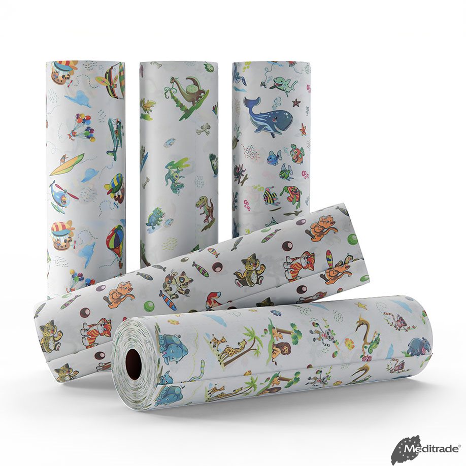 Rollicel KidsRoll Children's Medical Crepe – Colorful Examination Table Cover Made of Cellulose