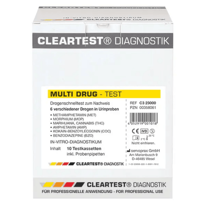 CLEARTESTMulti Drug Drogentest 6-Fach-Kassetten - Praxispackung Multi-Drug (mit MET)DocMed GmbH