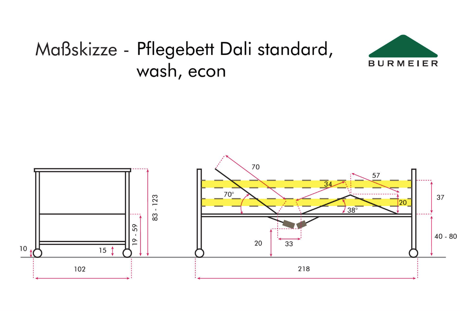 BurmeierPflegebett Dali Standard Seniorenbett (100 cm x 200 cm)DocMed GmbH