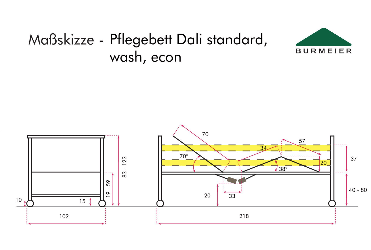 BurmeierPflegebett Dali Standard Seniorenbett (100 cm x 200 cm)DocMed GmbH