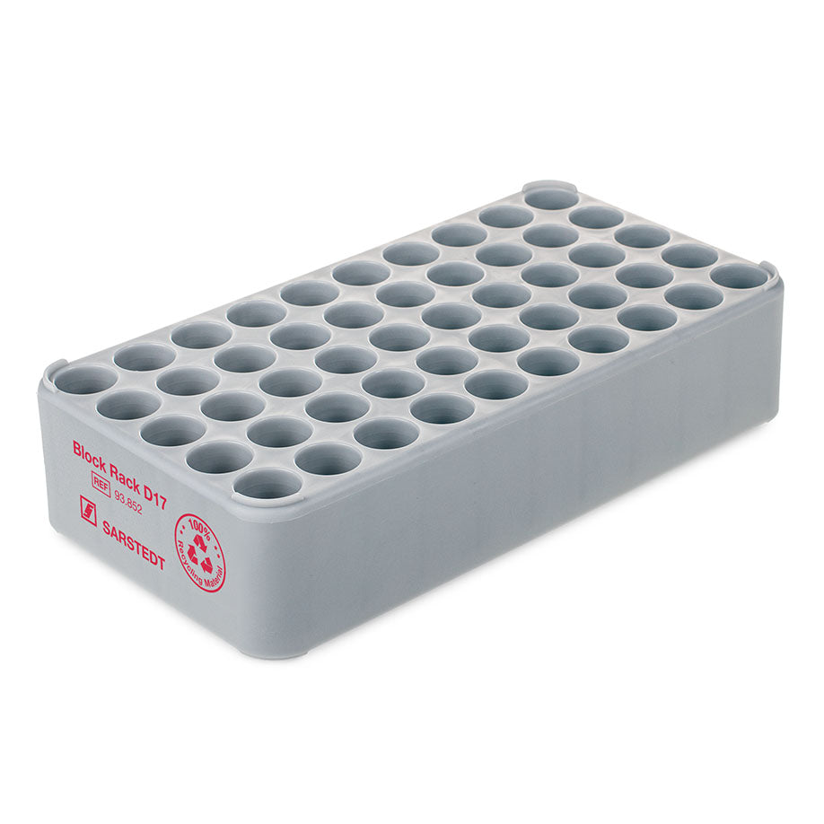 S-Monovette rack D 17, 50 wells Ø 17 mm, without handles